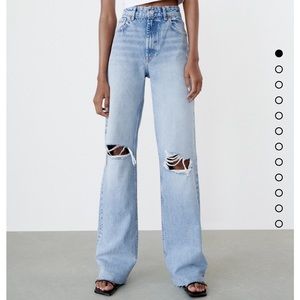 Zara ripped wide leg jeans